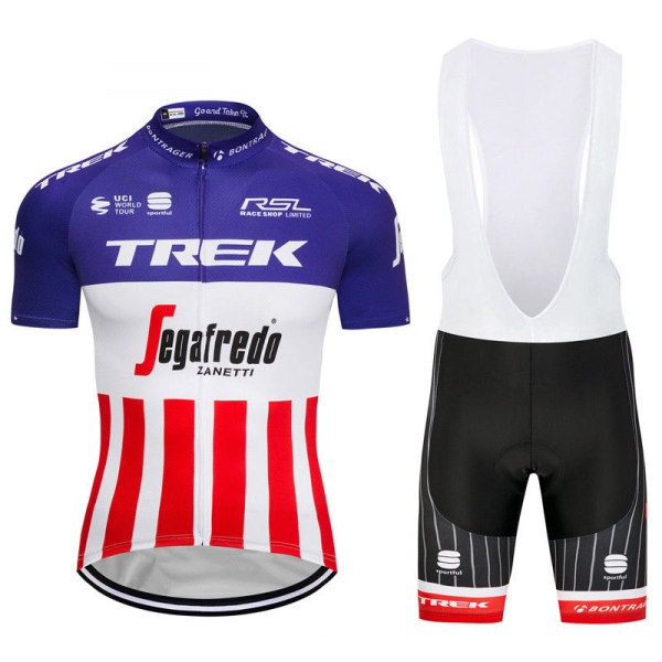 2018 Maillot Trek Segafredo Tirantes Mangas Cortas Fuxia Rojo Blanco